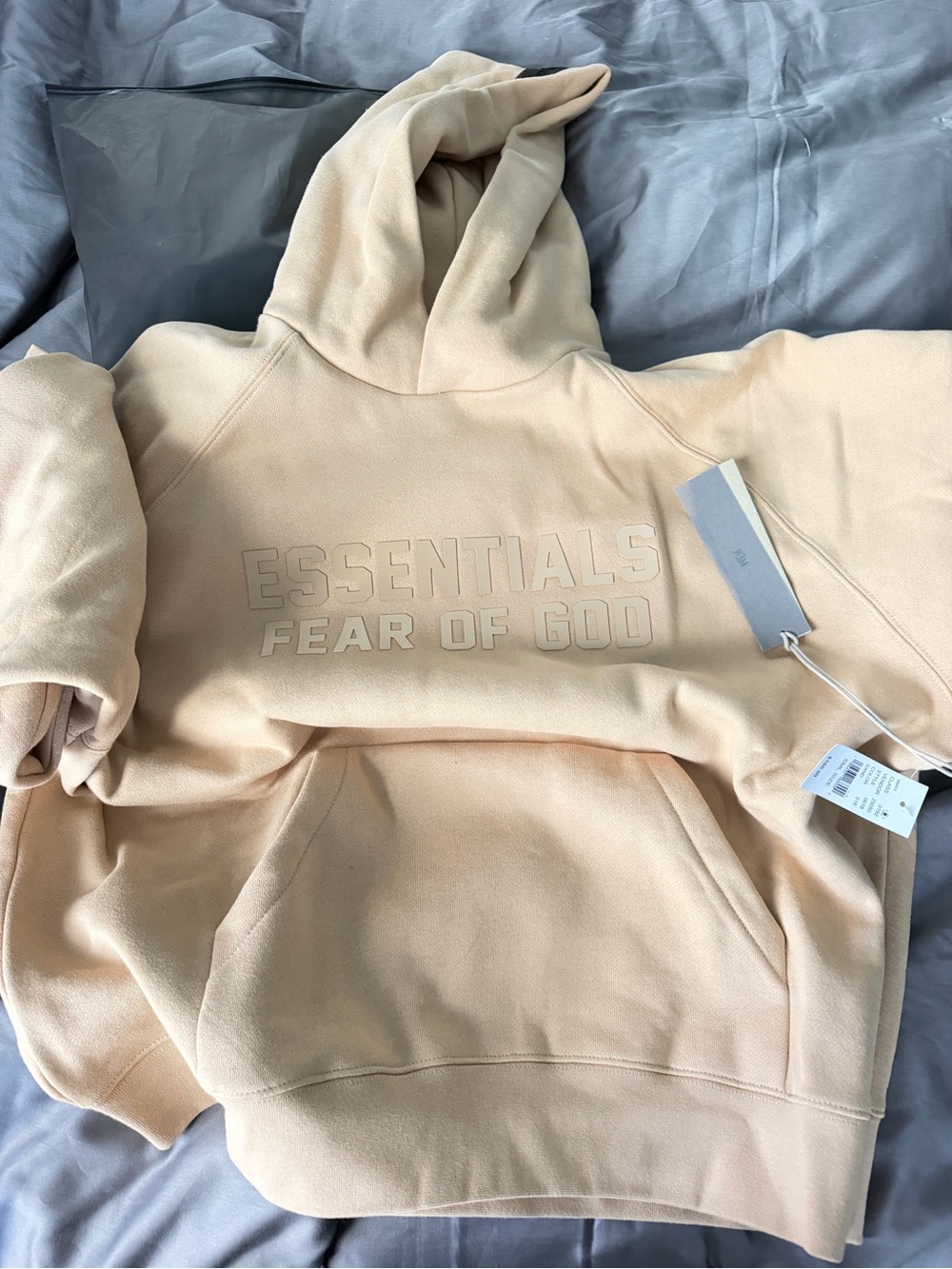 Essentials Fear of God Crewneck Hoodie in Light Beige